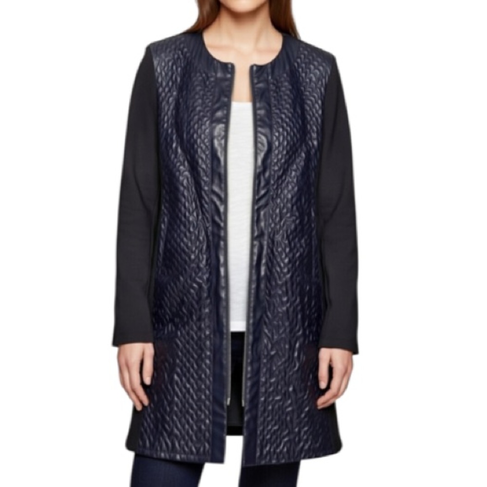 PETER NYGARD Textured Faux Leather Mixed Media Jacket